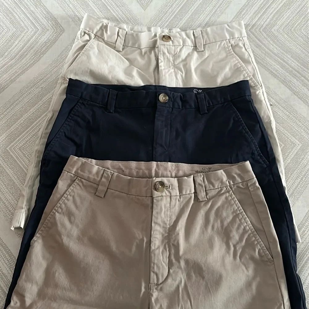 Vineyard Vines Boys' Stretch Breaker Shorts (3) Pairs, Khaki, Navy & Stone, Sz S